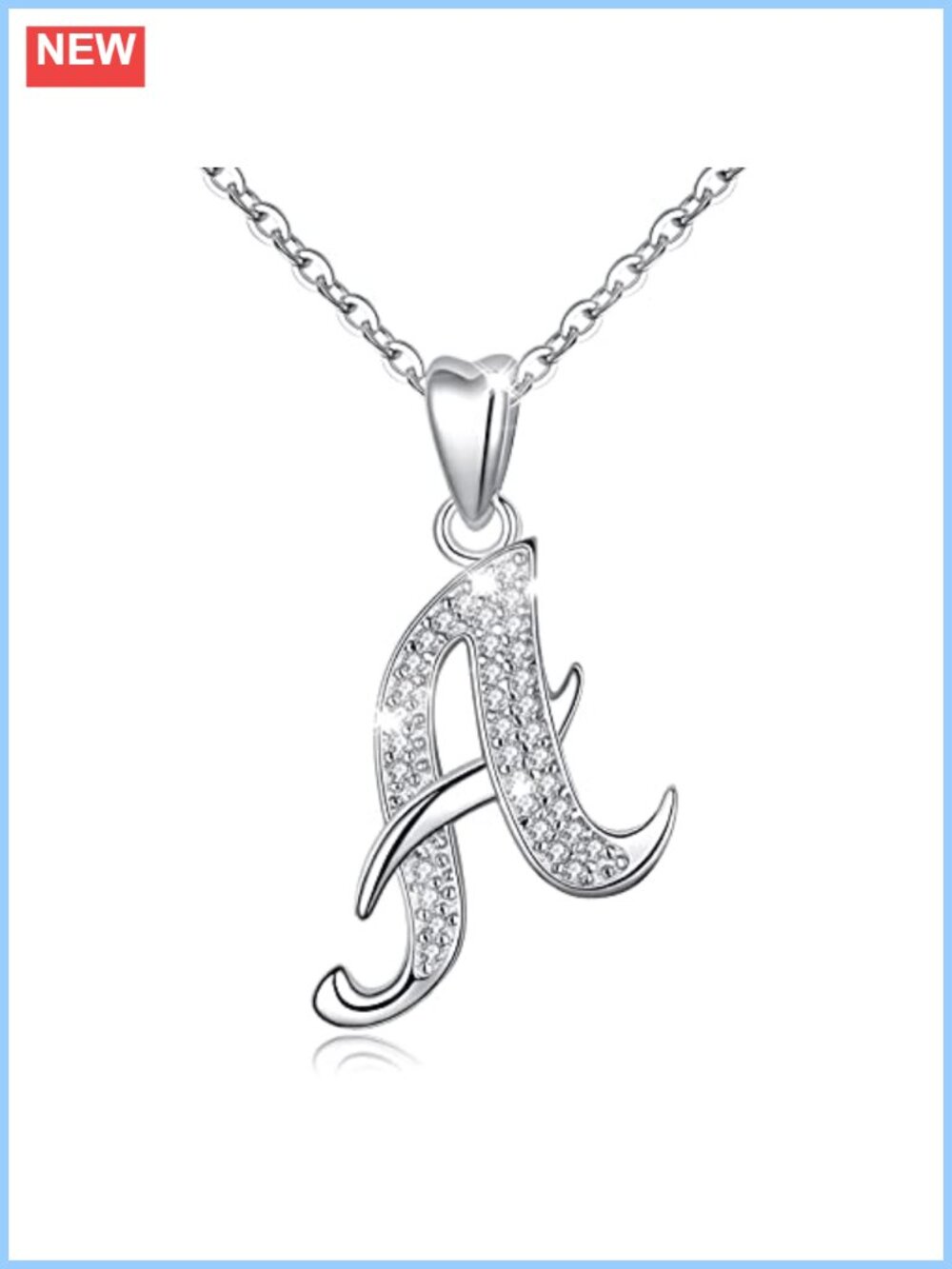 925 Sterling Silver Initial Pendant Necklace Women Cubic Zirconia Gift